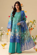 PC - 074 Luxury Printed Doria Lawn with Embroidery