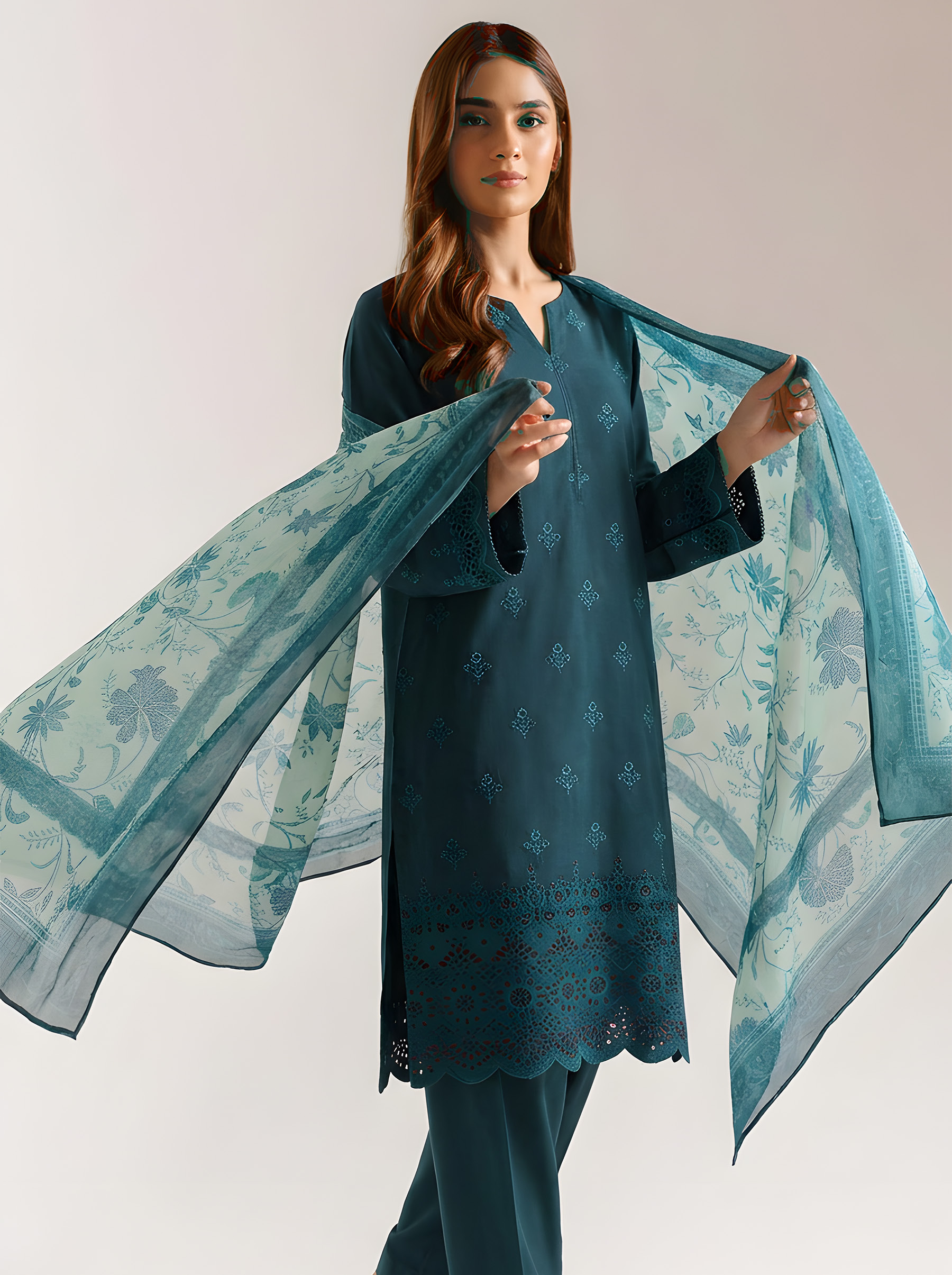 PC  - 087 CHICKENKARI 3 PIECE LAWN UNSTITCEHD SUIT