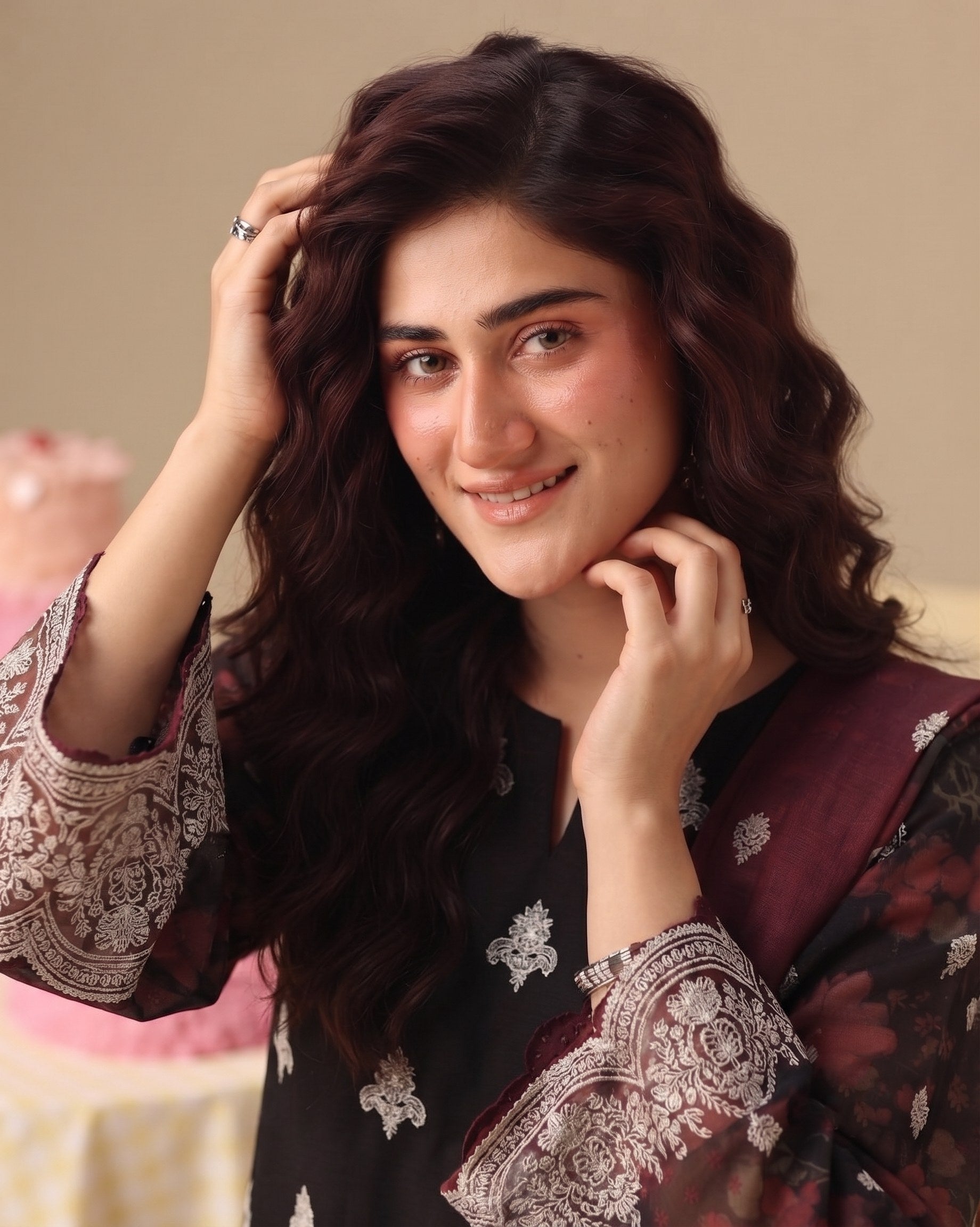 PC - 076 Luxury Printed Doria Lawn with Embroidery