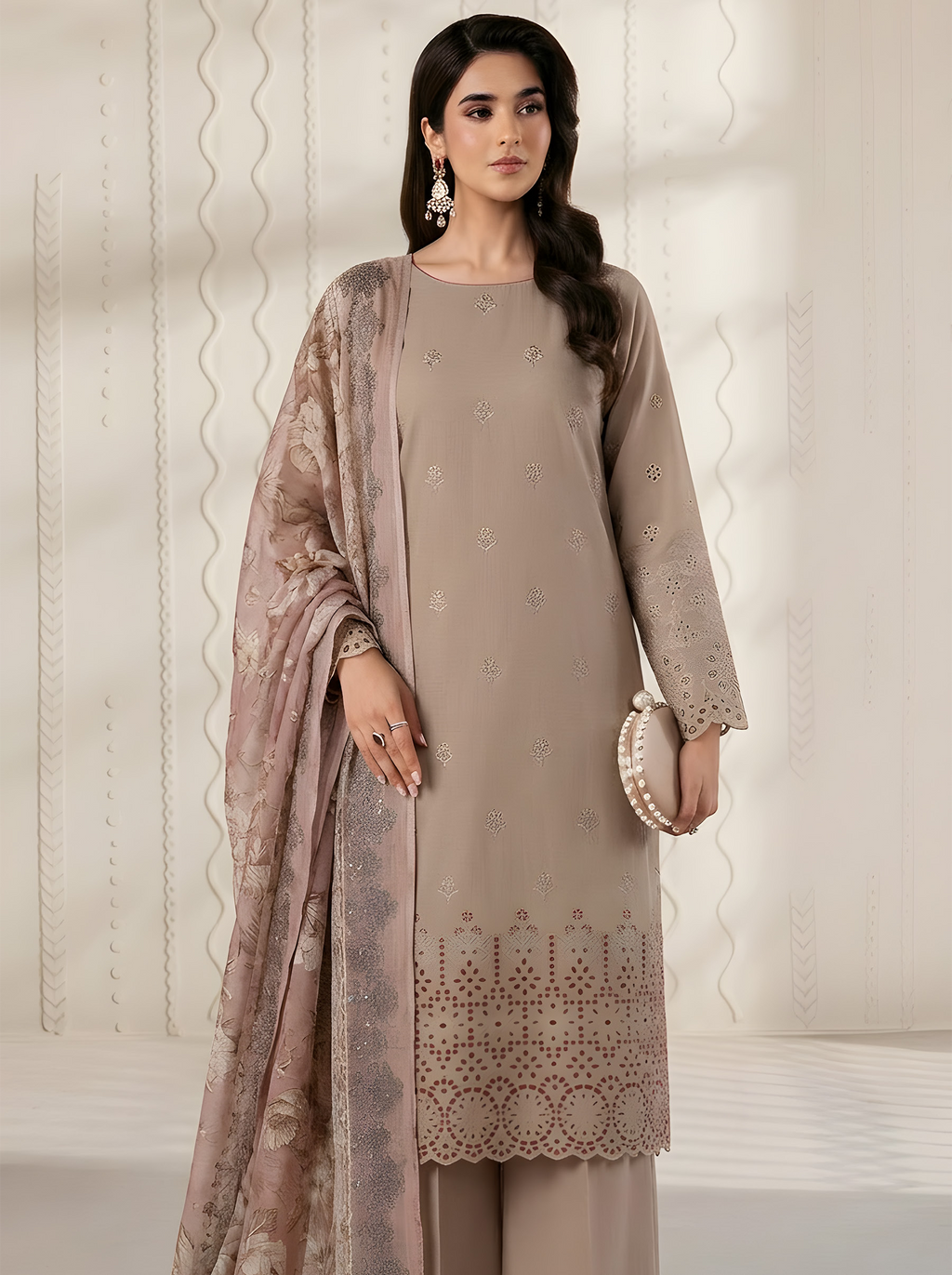 PC  - 086 CHICKENKARI 3 PIECE LAWN UNSTITCEHD SUIT
