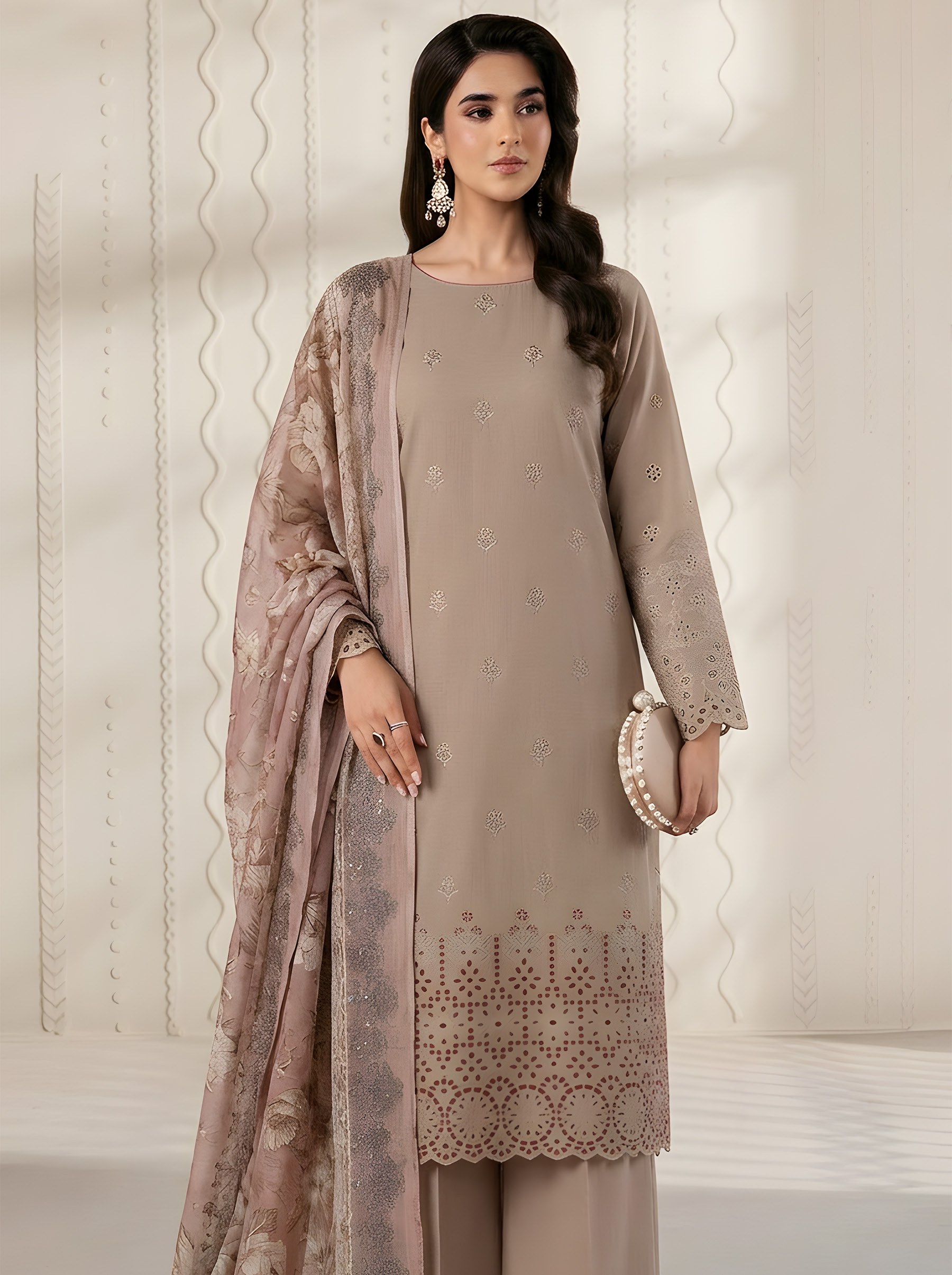 PC  - 086 CHICKENKARI 3 PIECE LAWN UNSTITCEHD SUIT
