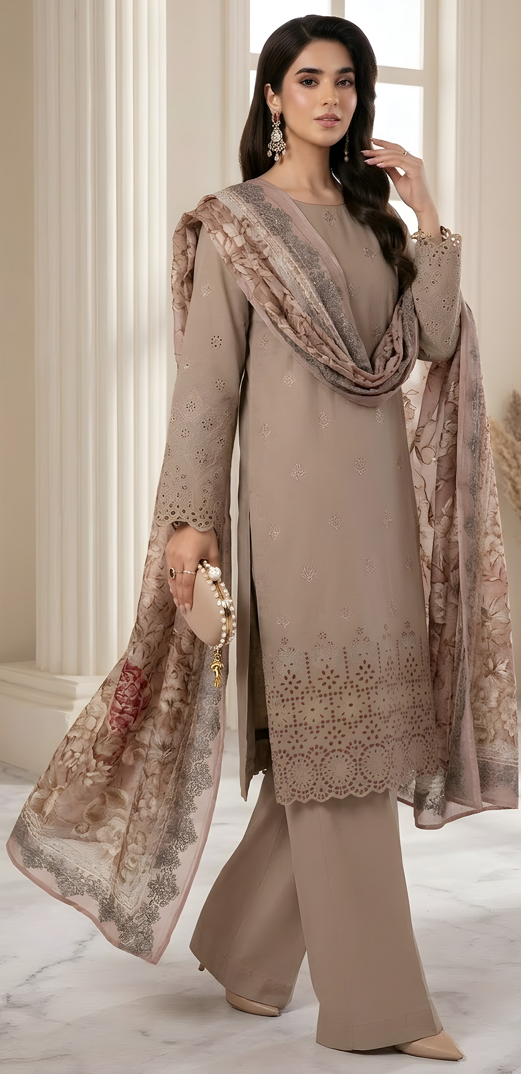 PC  - 086 CHICKENKARI 3 PIECE LAWN UNSTITCEHD SUIT