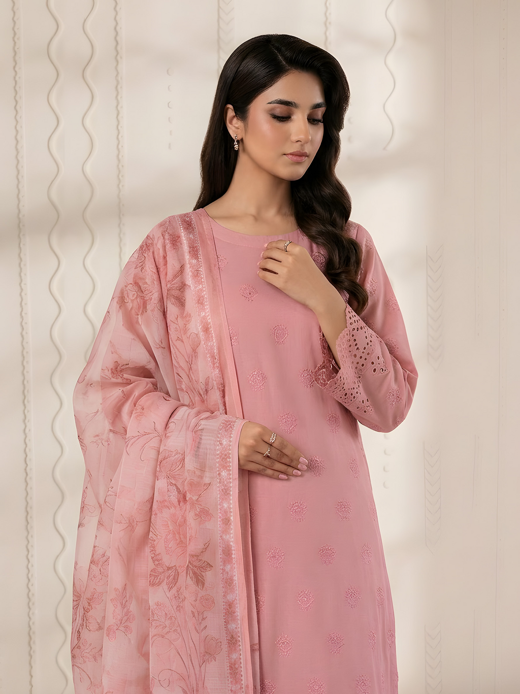 PC  - 085 CHICKENKARI 3 PIECE LAWN UNSTITCEHD SUIT