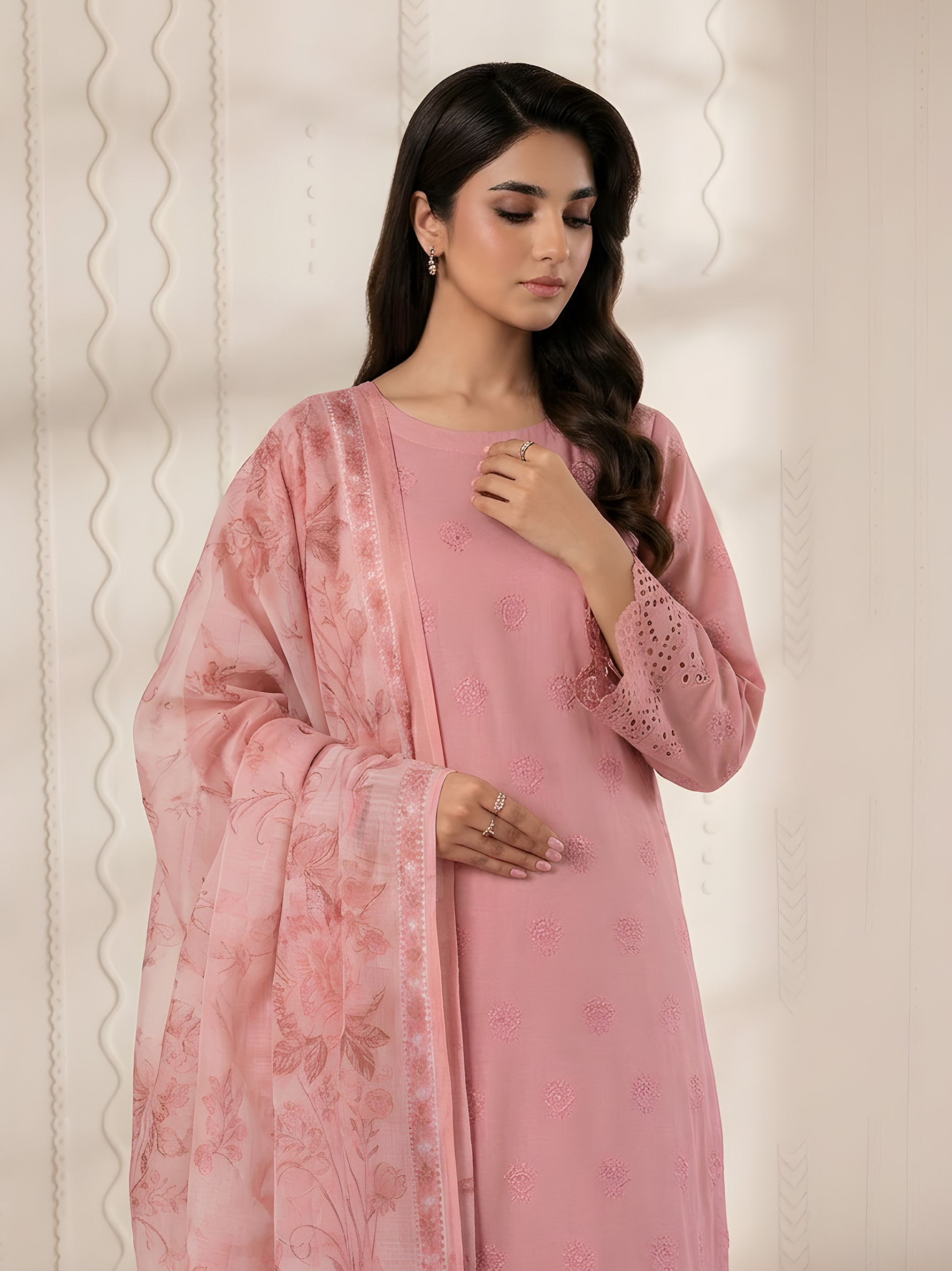 PC  - 085 CHICKENKARI 3 PIECE LAWN UNSTITCEHD SUIT