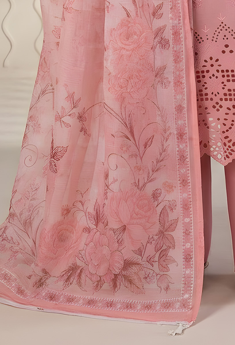 PC  - 085 CHICKENKARI 3 PIECE LAWN UNSTITCEHD SUIT