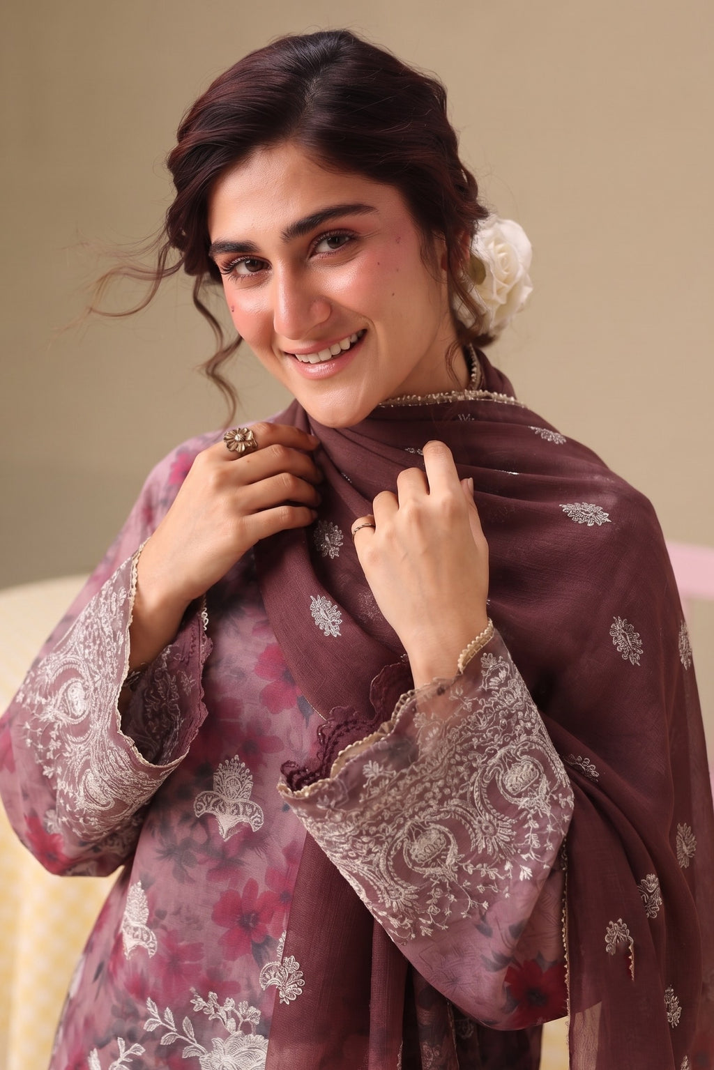 PC - 071 Luxury Printed Doria Lawn with Embroidery