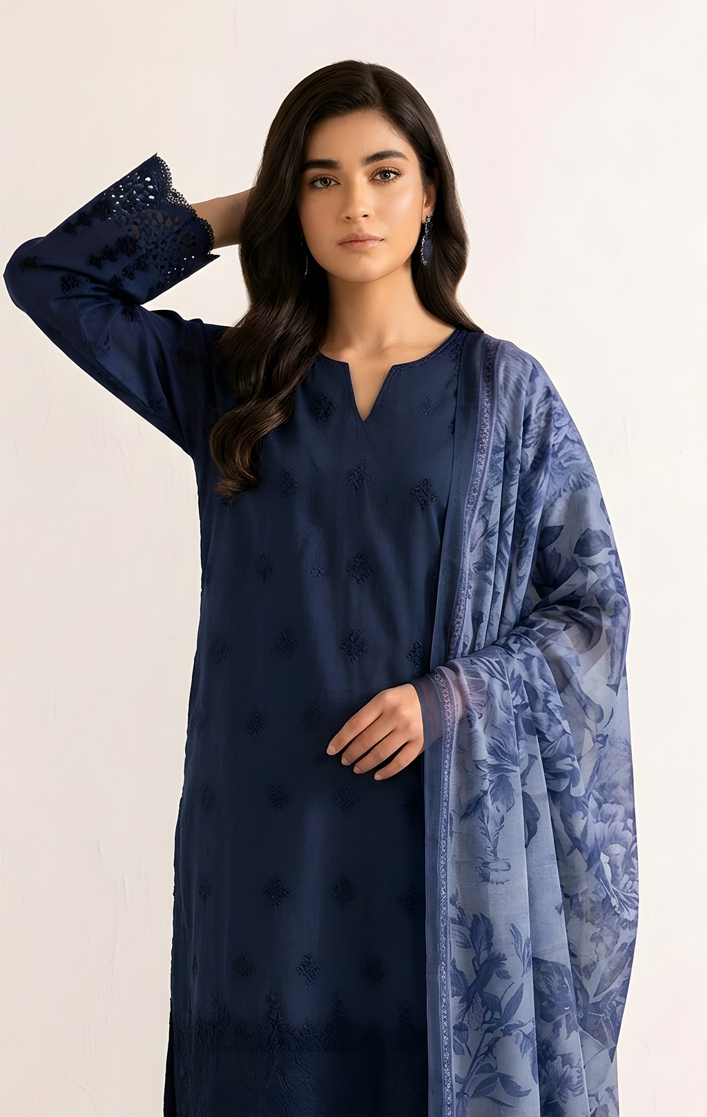 PC  - 084 CHICKENKARI 3 PIECE LAWN UNSTITCEHD SUIT