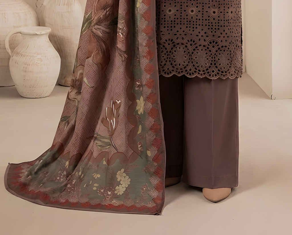 PC  - 082 CHICKENKARI 3 PIECE LAWN UNSTITCEHD SUIT