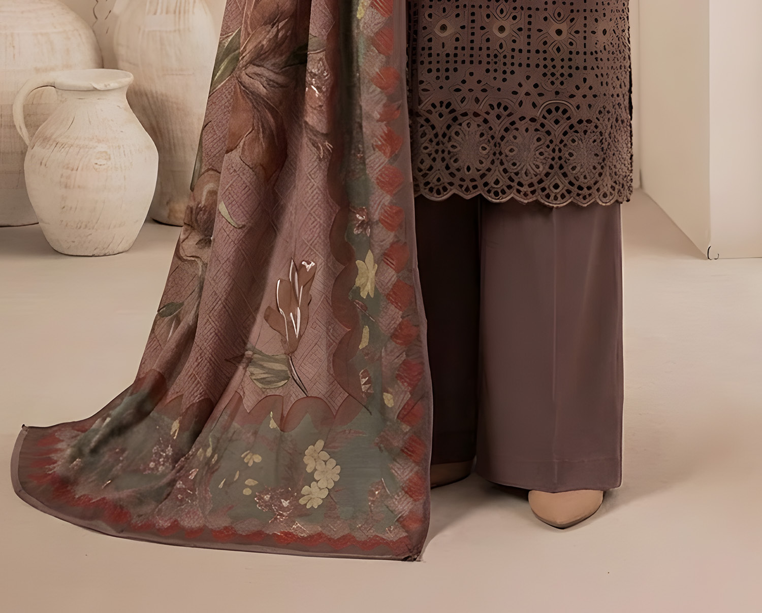 PC  - 082 CHICKENKARI 3 PIECE LAWN UNSTITCEHD SUIT