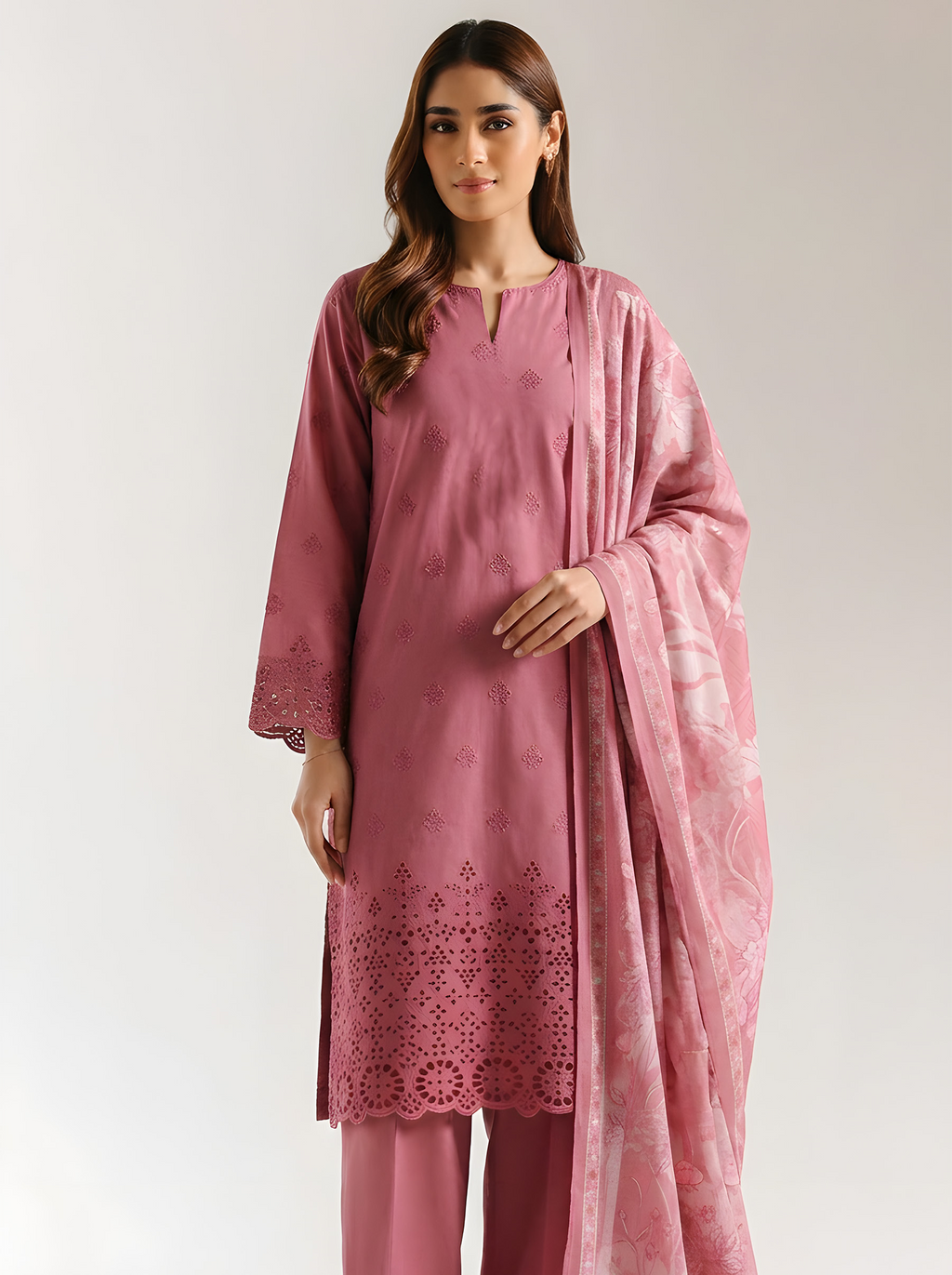 PC  - 088 CHICKENKARI 3 PIECE LAWN UNSTITCEHD SUIT