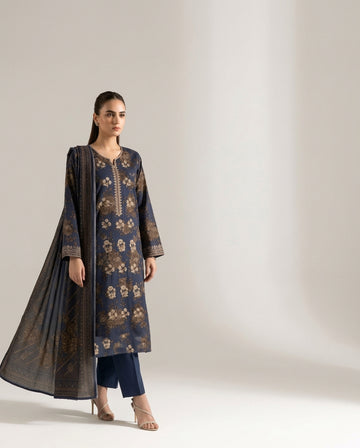 A035 Unstitched embroidered dhanak Suit 3 PC
