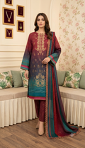 PC - 165 3PC Lawn Embroidered Suit with Chiffon Dupatta