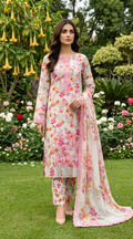 PC - 163 3PC Lawn Embroidered Suit with Chiffon Dupatta
