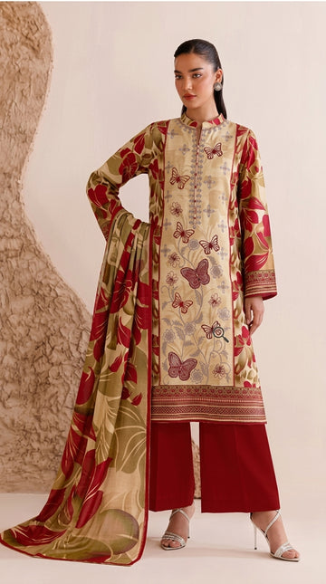 A047 Unstitched embroidered Khadder Suit 3 PC