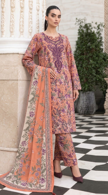 A049 Unstitched embroidered Khadder Suit 3 PC