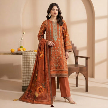 A0334 Unstitched Embroided Dhanak Suit 3 PC