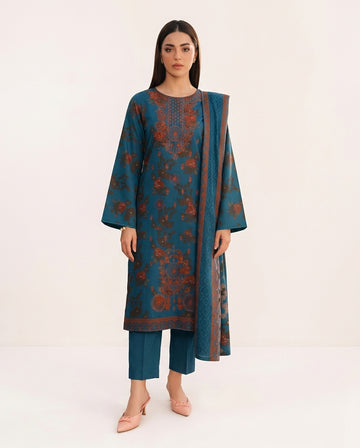 A031 Unstitched embroidered dhanak Suit 3 PC