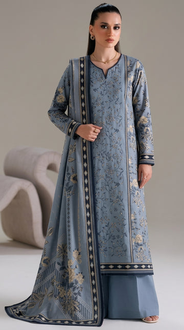A034 Unstitched embroidered dhanak Suit 3 PC