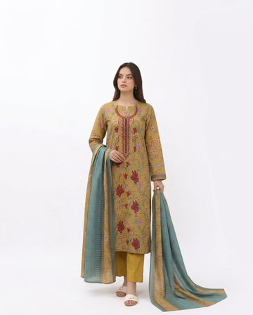 A043 Unstitched embroidered Khadder Suit 3 PC