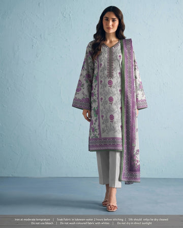 A037 Unstitched embroidered dhanak Suit 3 PC
