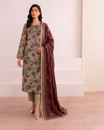 A041 Unstitched embroidered Khadder Suit 3 PC