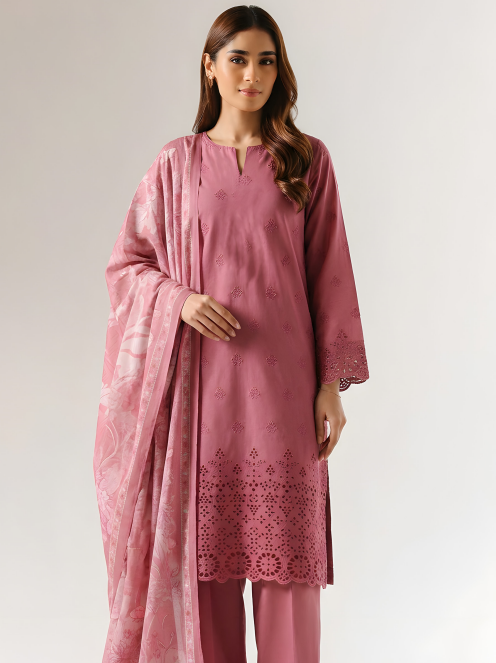PC  - 081 CHICKENKARI 3 PIECE LAWN UNSTITCEHD SUIT