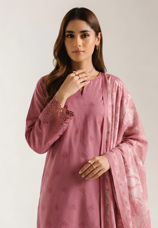 PC  - 081 CHICKENKARI 3 PIECE LAWN UNSTITCEHD SUIT