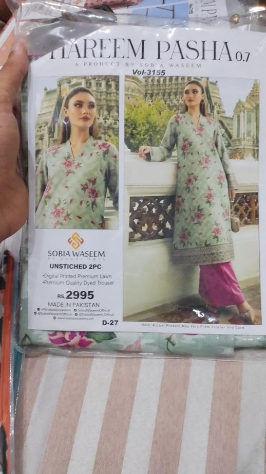 PC - D27 Digital Printed Premium Lawn Unstitched 2 PC Suit