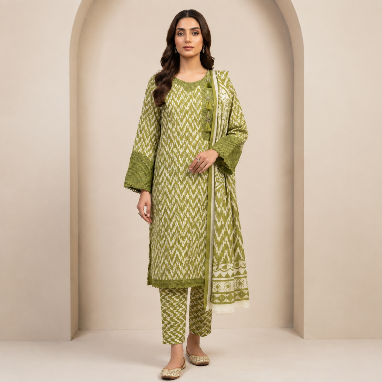 PC-37 Embroidered 3Pc Stitched Party Wear Suit